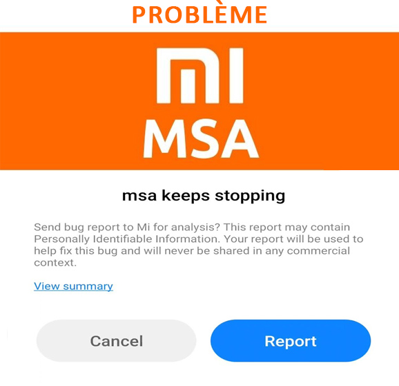 Problème MSA Xiaomi
