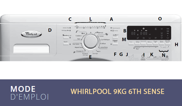Mode d'emploi machine à laver Whirlpool 9kg 6th sense