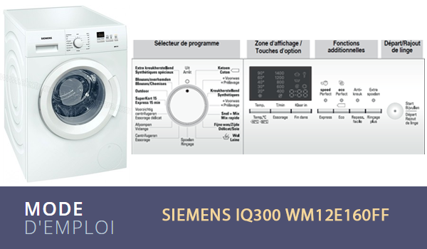 Notice d'utilisation du lave-linge Siemens IQ300 WM12E160FF