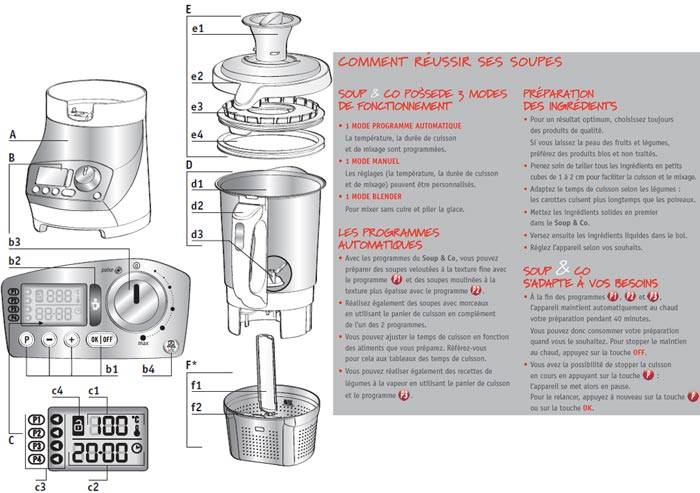 Utilisation et recettes Moulinex Soup and Co